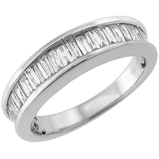 Estate 0.75ct Baguette Cut Diamond 14k White Gold Wedding Band