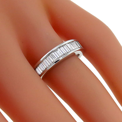 Estate 0.75ct Baguette Cut Diamond 14k White Gold Wedding Band