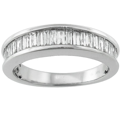 Estate 0.75ct Baguette Cut Diamond 14k White Gold Wedding Band