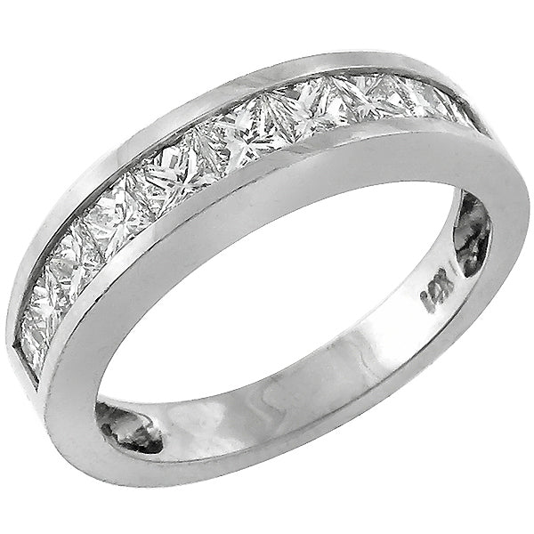 Estate 0.75ct Princess Cut Diamond 14k white Gold Wedding Band