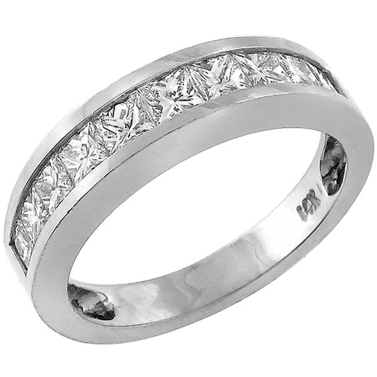 Estate 0.75ct Princess Cut Diamond 14k white Gold Wedding Band