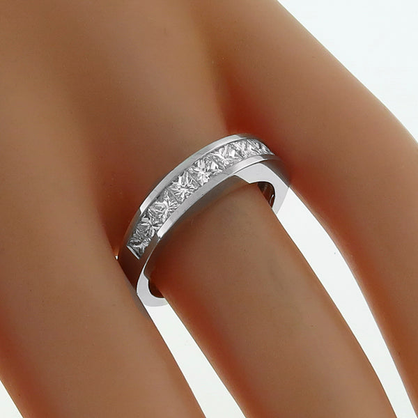 Estate 0.75ct Princess Cut Diamond 14k white Gold Wedding Band