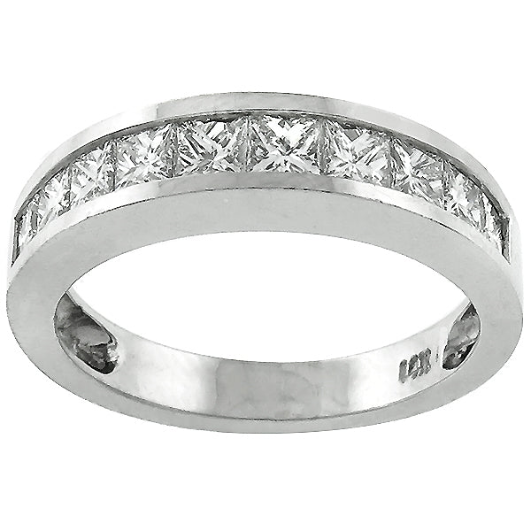 Estate 0.75ct Princess Cut Diamond 14k white Gold Wedding Band