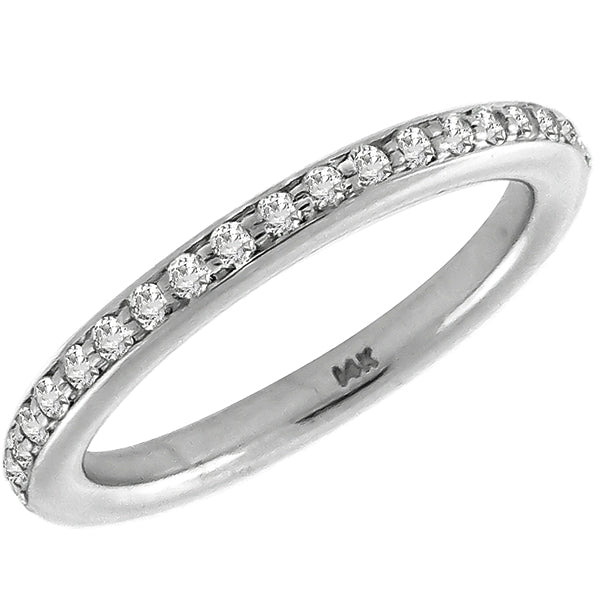 Estate 0.75ct Round Cut Diamond Eternity 18k White Gold Wedding Band