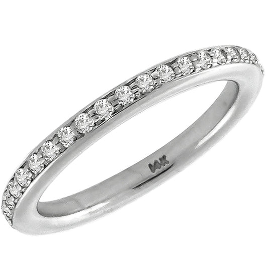 Estate 0.75ct Round Cut Diamond Eternity 18k White Gold Wedding Band