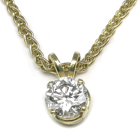 Estate 0.78ct Diamond Solitaire 18k Yellow  Gold  Necklace