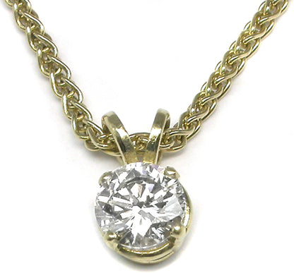 Estate 0.78ct Diamond Solitaire 18k Yellow  Gold  Necklace