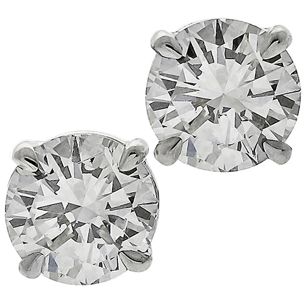 Estate 0.80ct Round Brilliant Diamond 14k White Gold Stud Earrings