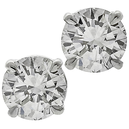 Estate 0.80ct Round Brilliant Diamond 14k White Gold Stud Earrings
