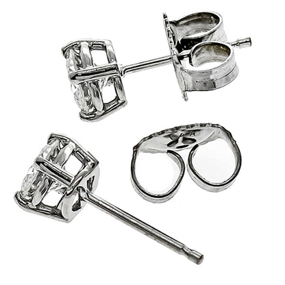 Estate 0.80ct Round Brilliant Diamond 14k White Gold Stud Earrings