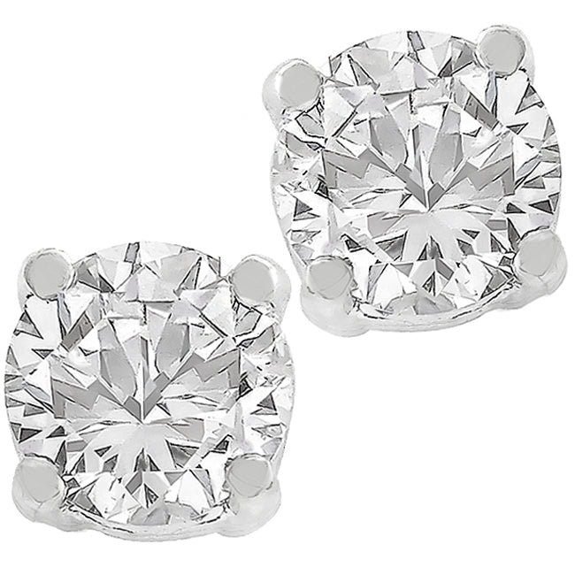 Estate 0.80ct Round Cut Diamond 14k White Gold Stud Earrings