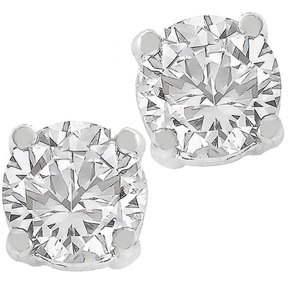 Estate 0.80ct Round Cut Diamond 14k White Gold Stud Earrings