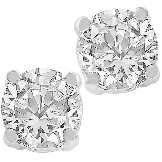 Estate 0.80ct Round Cut Diamond 14k White Gold Stud Earrings