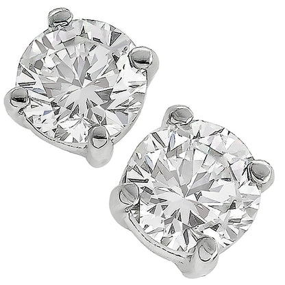 Estate 0.80ct Round Cut Diamond 14k White Gold Stud Earrings
