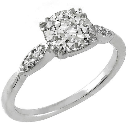 Estate 0.84ct Old Mine Cut Diamond Platinum Engagement Ring