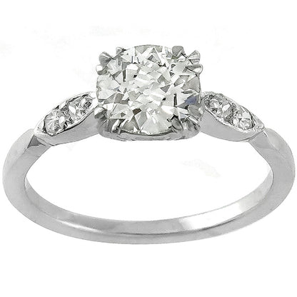 Estate 0.84ct Old Mine Cut Diamond Platinum Engagement Ring