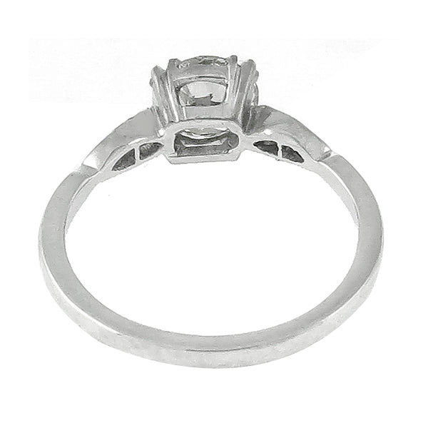 Estate 0.84ct Old Mine Cut Diamond Platinum Engagement Ring