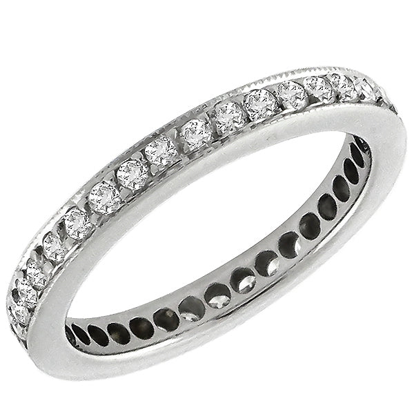 Estate 0.90ct Round Cut Diamond Eternity 18k White Gold Wedding Band