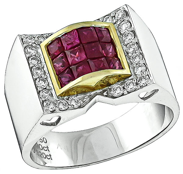 Estate 0.90ct Ruby 0.32ct Diamond Ring