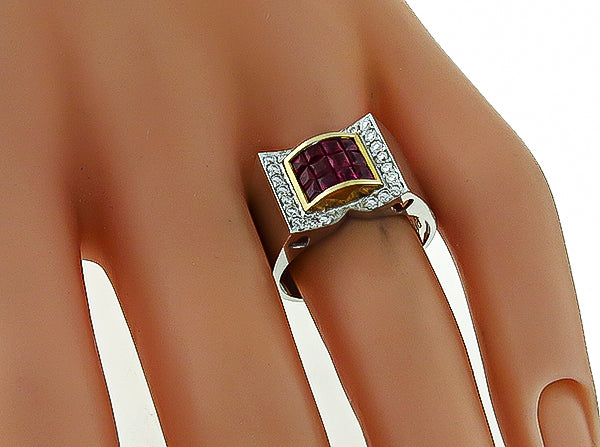 Estate 0.90ct Ruby 0.32ct Diamond Ring