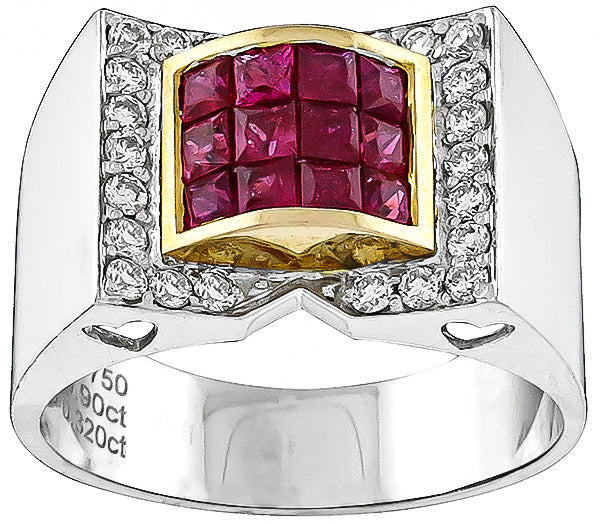 Estate 0.90ct Ruby 0.32ct Diamond Ring
