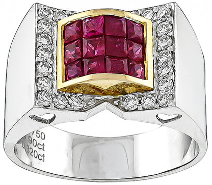 Estate 0.90ct Ruby 0.32ct Diamond Ring