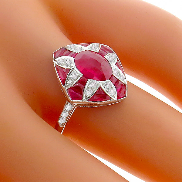 Estate 0.95ct Ruby 0.25ct Diamond Ring