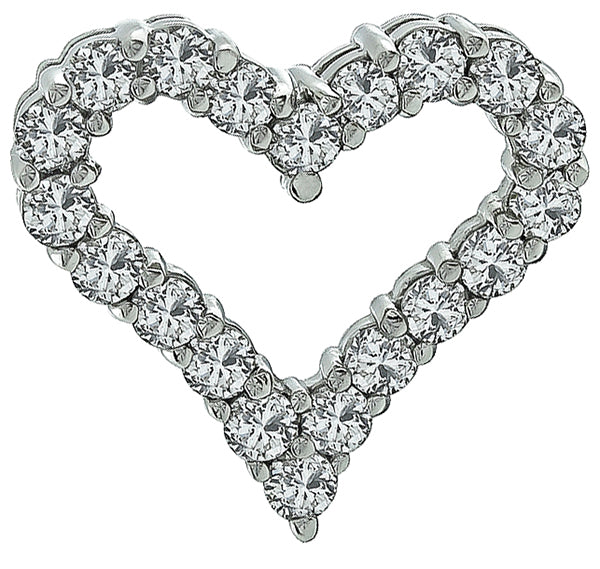 Estate 1.00ct Diamond Heart Pendant