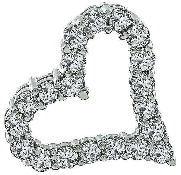 Estate 1.00ct Diamond Heart Pendant