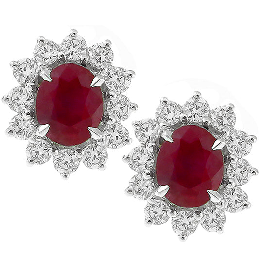 1.00ct Burma Ruby 0.750ct Gold Stud Earrings