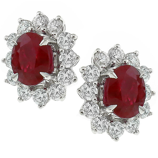 1.00ct Burma Ruby 0.750ct Gold Stud Earrings
