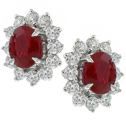 1.00ct Burma Ruby 0.750ct Gold Stud Earrings