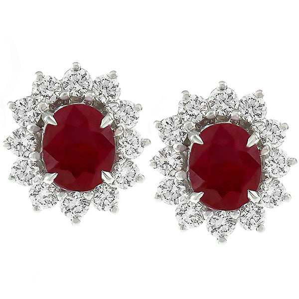 1.00ct Burma Ruby 0.750ct Gold Stud Earrings