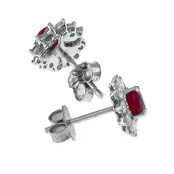 1.00ct Burma Ruby 0.750ct Gold Stud Earrings