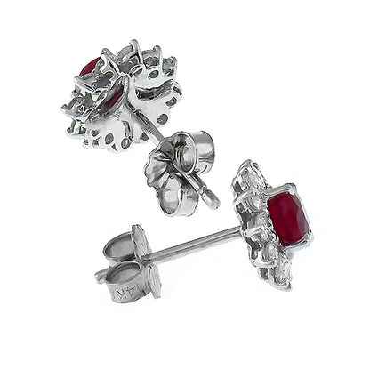 1.00ct Burma Ruby 0.750ct Gold Stud Earrings