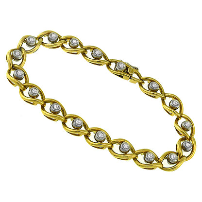 Estate 1.00ct Round Cut Diamond 18k Yellow & White Gold Bracelet