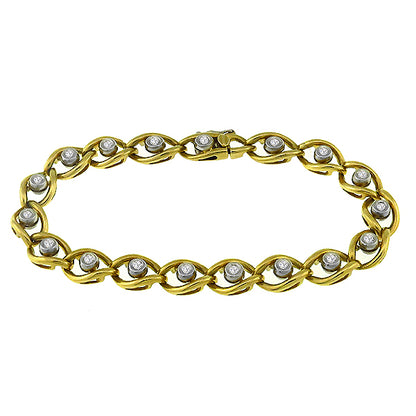Estate 1.00ct Round Cut Diamond 18k Yellow & White Gold Bracelet