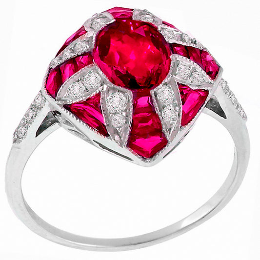 Estate 1.00ct Ruby 0.25ct Diamond Ring