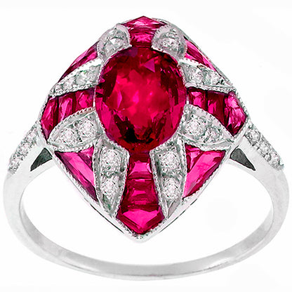 Estate 1.00ct Ruby 0.25ct Diamond Ring