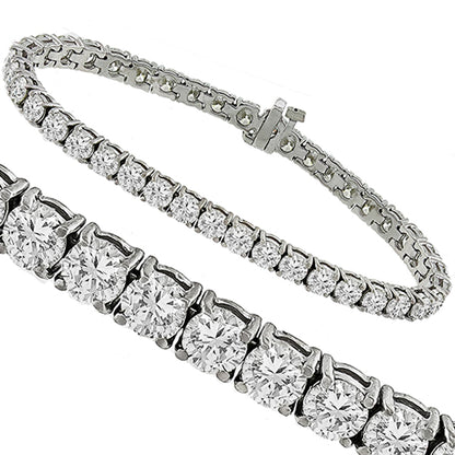 Estate 10.13ct Round Cut Diamond 18k White Gold Tennis Bracelet