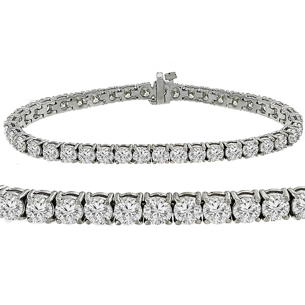 Estate 10.13ct Round Cut Diamond 18k White Gold Tennis Bracelet