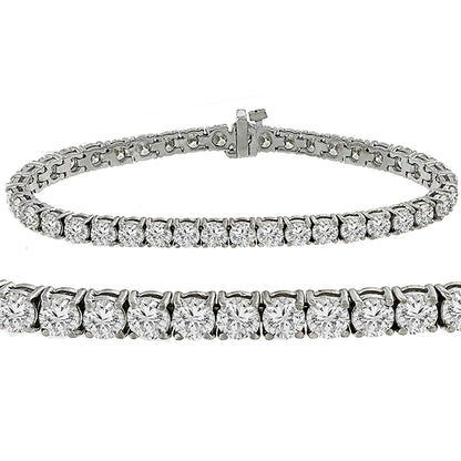 Estate 10.13ct Round Cut Diamond 18k White Gold Tennis Bracelet
