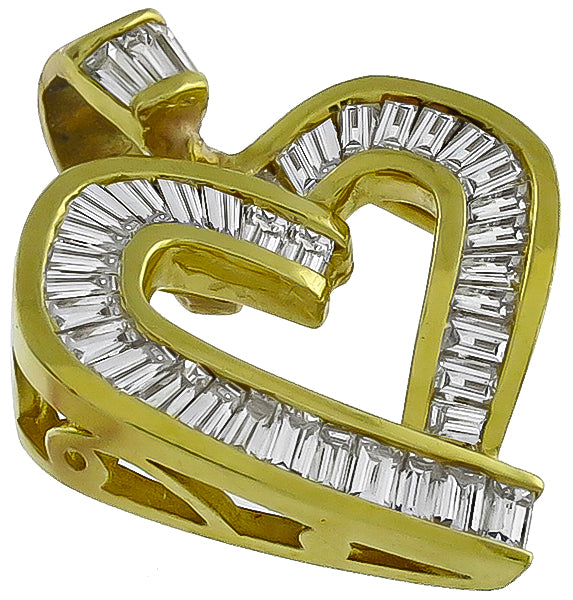 Estate 1.10ct Diamond Heart Pendant