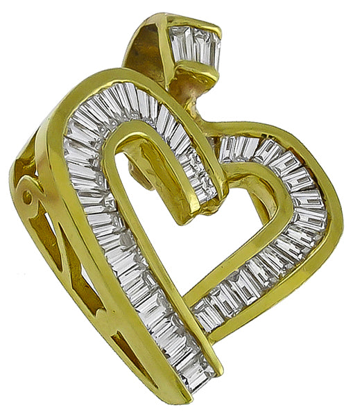 Estate 1.10ct Diamond Heart Pendant