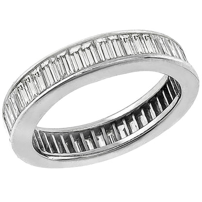 Estate 1.20ct Baguette Cut Diamond Eternity Platinum Wedding Band