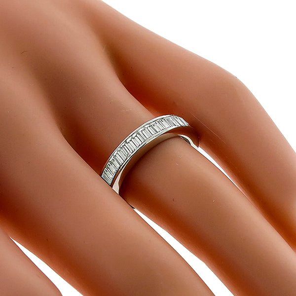 Estate 1.20ct Baguette Cut Diamond Eternity Platinum Wedding Band