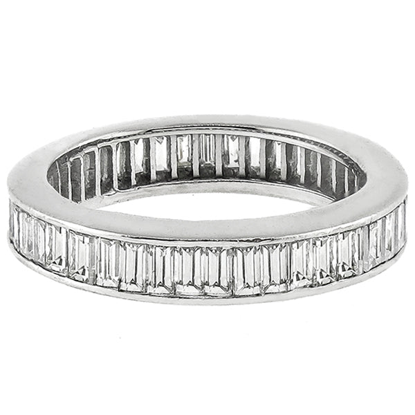 Estate 1.20ct Baguette Cut Diamond Eternity Platinum Wedding Band