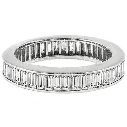 Estate 1.20ct Baguette Cut Diamond Eternity Platinum Wedding Band