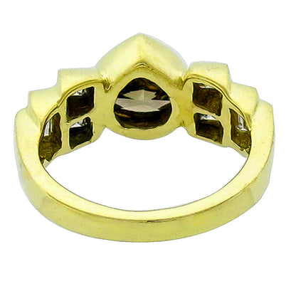 Estate 1.20ct Heart Shape Fancy Brown Diamond 18k Yellow Gold Ring
