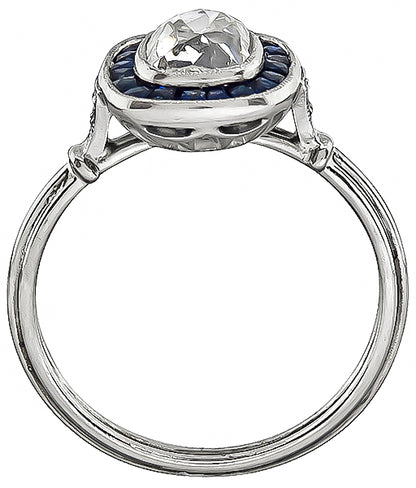 Estate 1.21ct Diamond Sapphire Engagement Ring